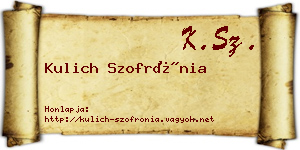 Kulich Szofrónia névjegykártya